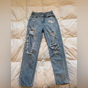 American Eagle Outfitters Light Blue Distressed Straight Leg Jeans
